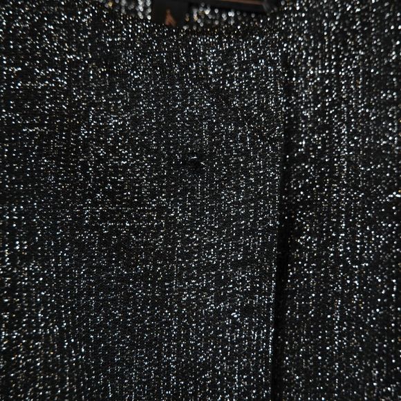 BCBG Max Azria Women's Black Sliver Shiny Blazer Collarless Size L - Picture 4 of 15